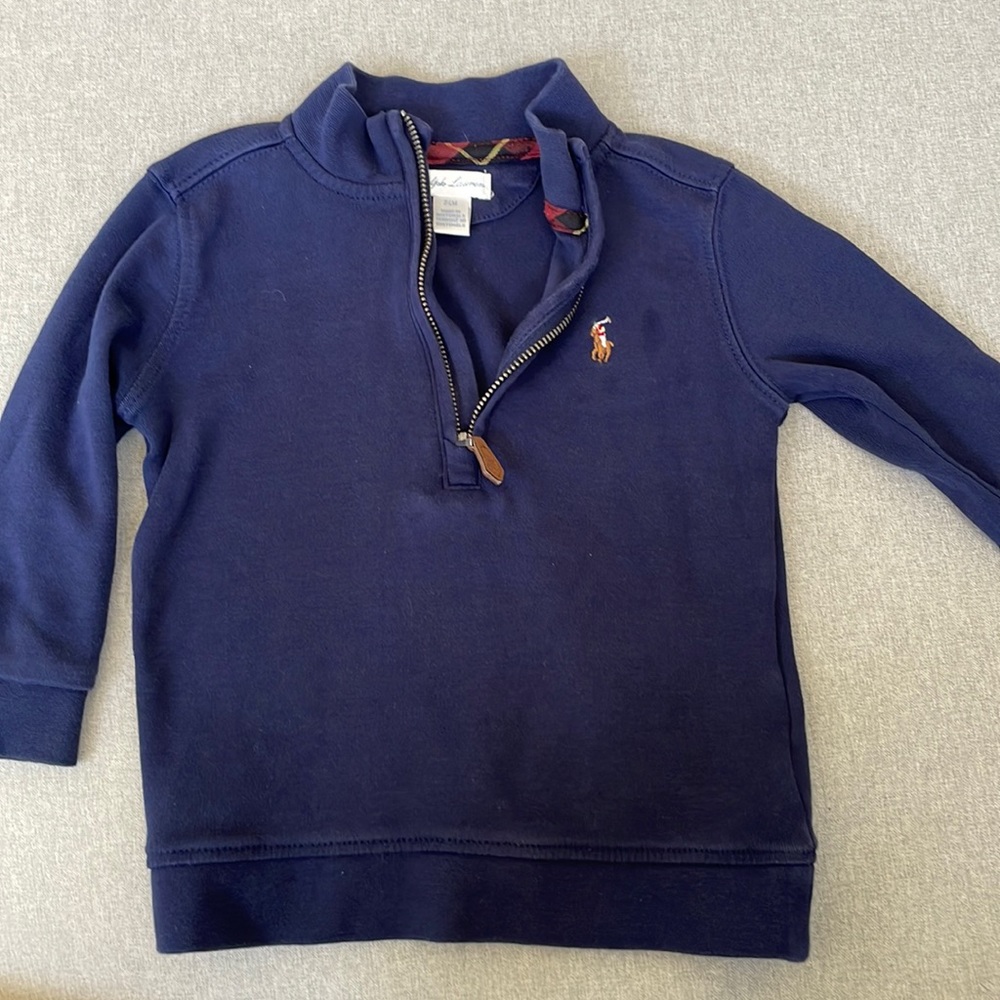 Ralph Lauren navy quarter zip pullover sweater, toddler boy 24m